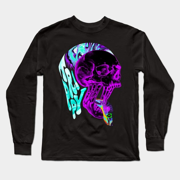 Colorful trippy skull Long Sleeve T-Shirt by LANX